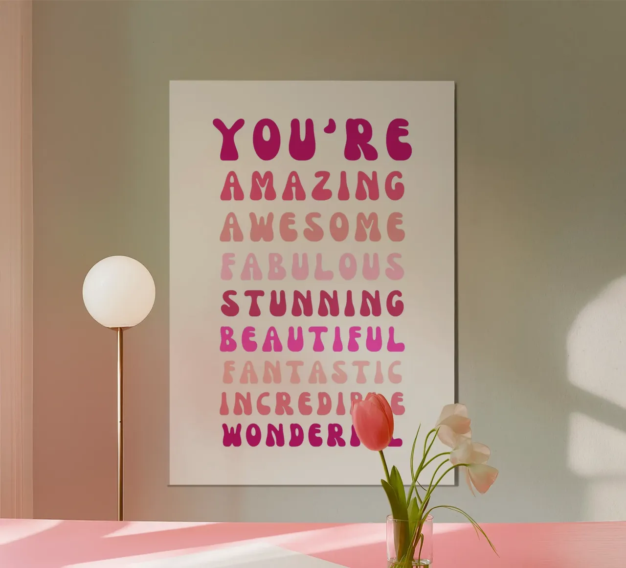Affermazione retrò "You Are Super Amazing" Pop Art rosa poster da NorwesClub