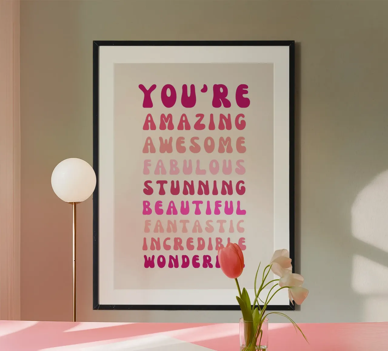 Affermazione retrò "You Are Super Amazing" Pop Art rosa carta hahnemühle da NorwesClub