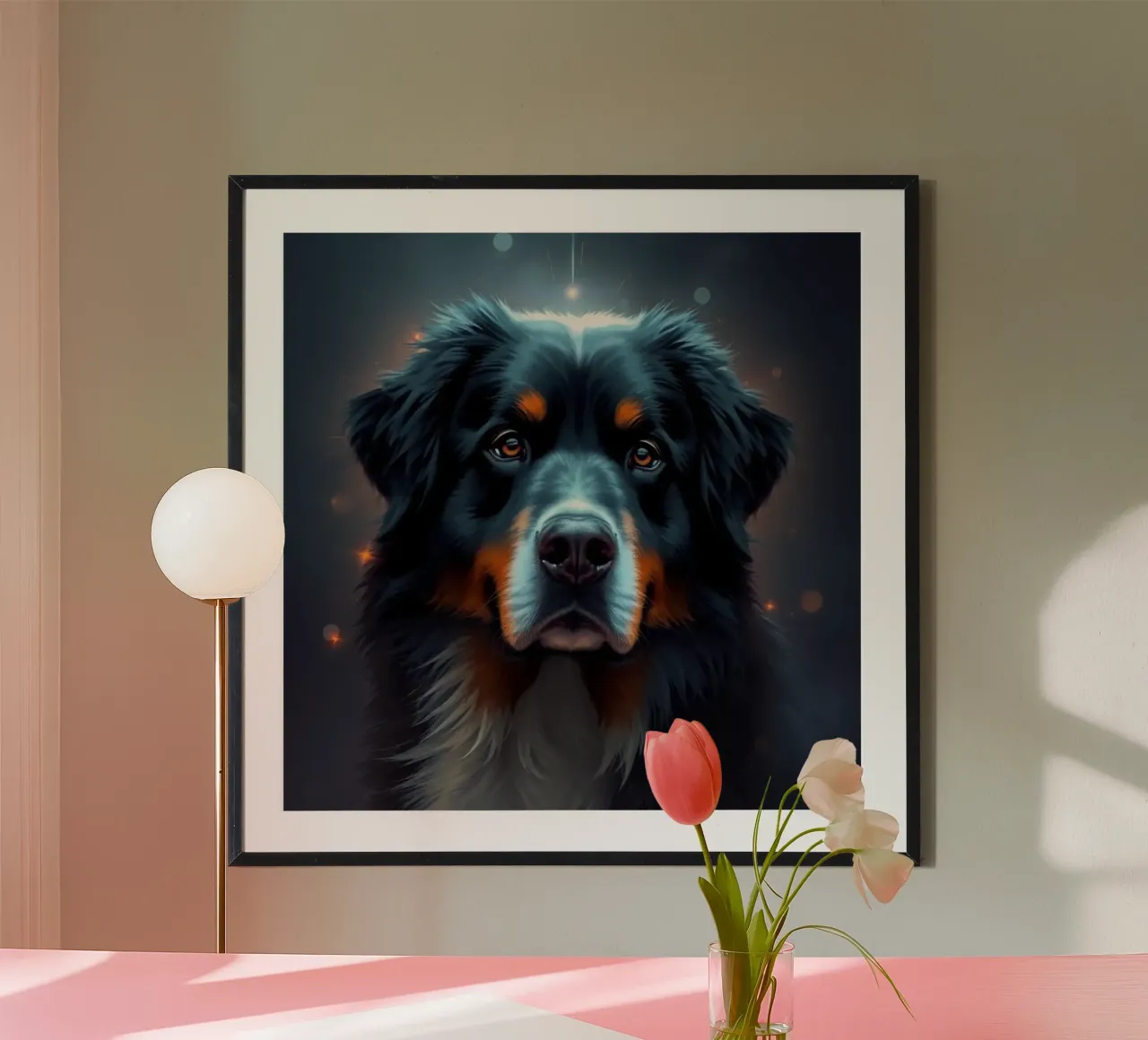Bellissimo cane da montagna bernese #136 poster con telaio in plastica da Yumis.Beargang.and.Me