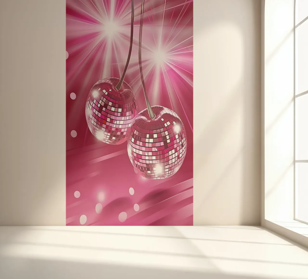 Pink Disco Ball Retro 70s Glamour Pop Art Party Print photo wallpaper by NorwesClub