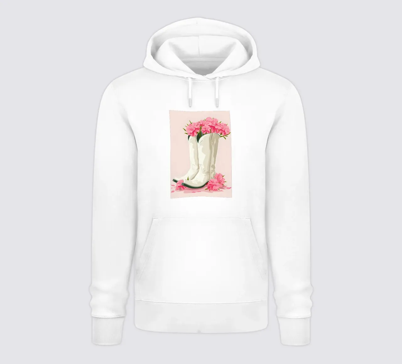 Botas de vaquera rosa Retro Western Floral Pop Art Print sudadera con capucha de NorwesClub