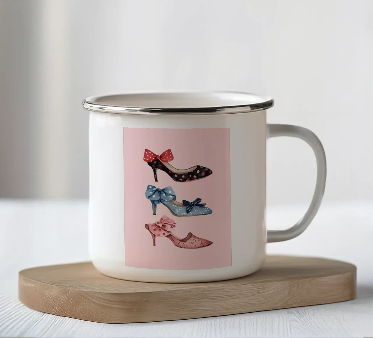 Scarpe con plateau retrò anni '70 Moda Pop Art Print tazza in smalto da NorwesClub