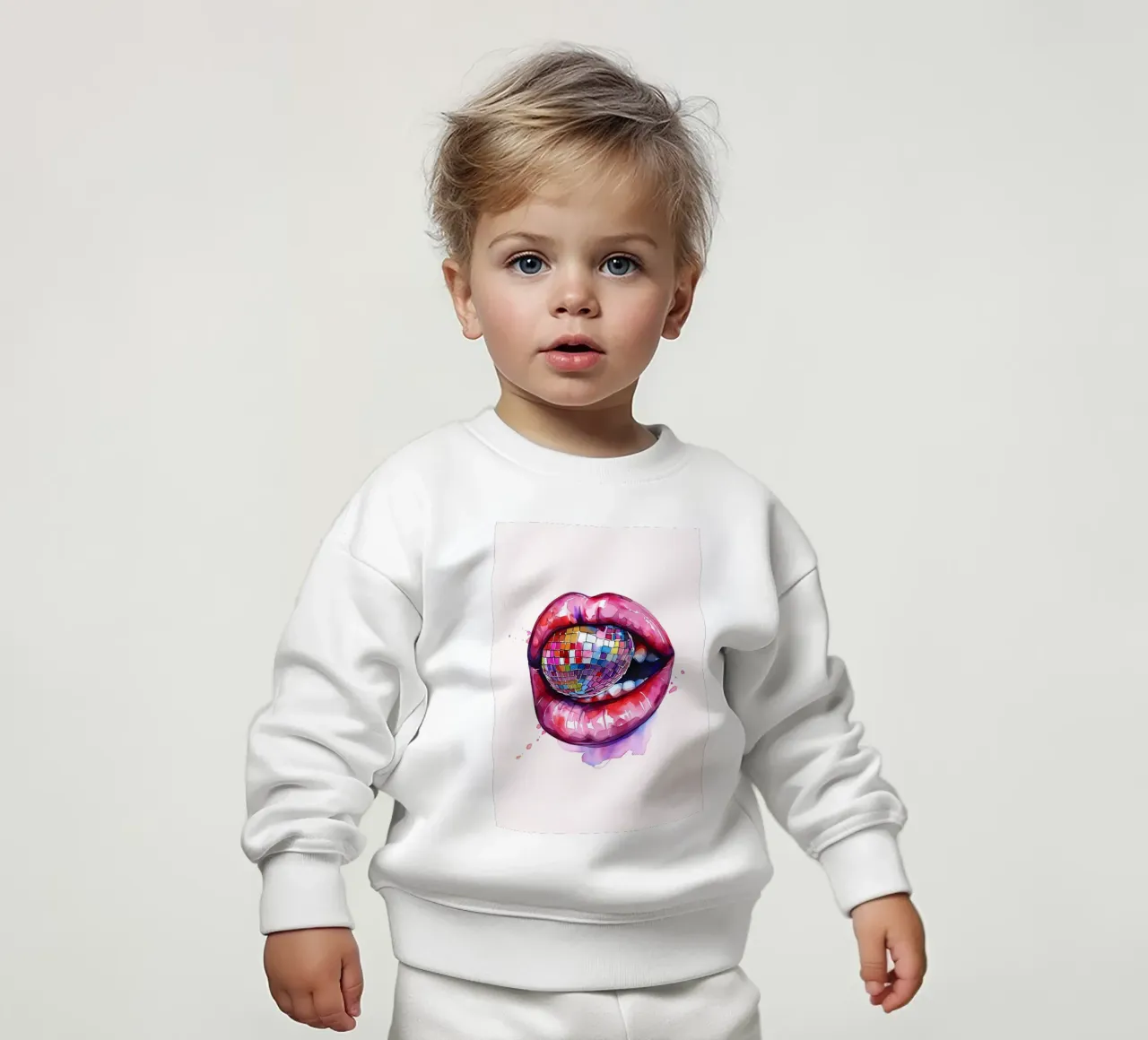 Disco Ball Lips Retro Colorful Pop Art Eclectic Print sudadera de bebé de NorwesClub
