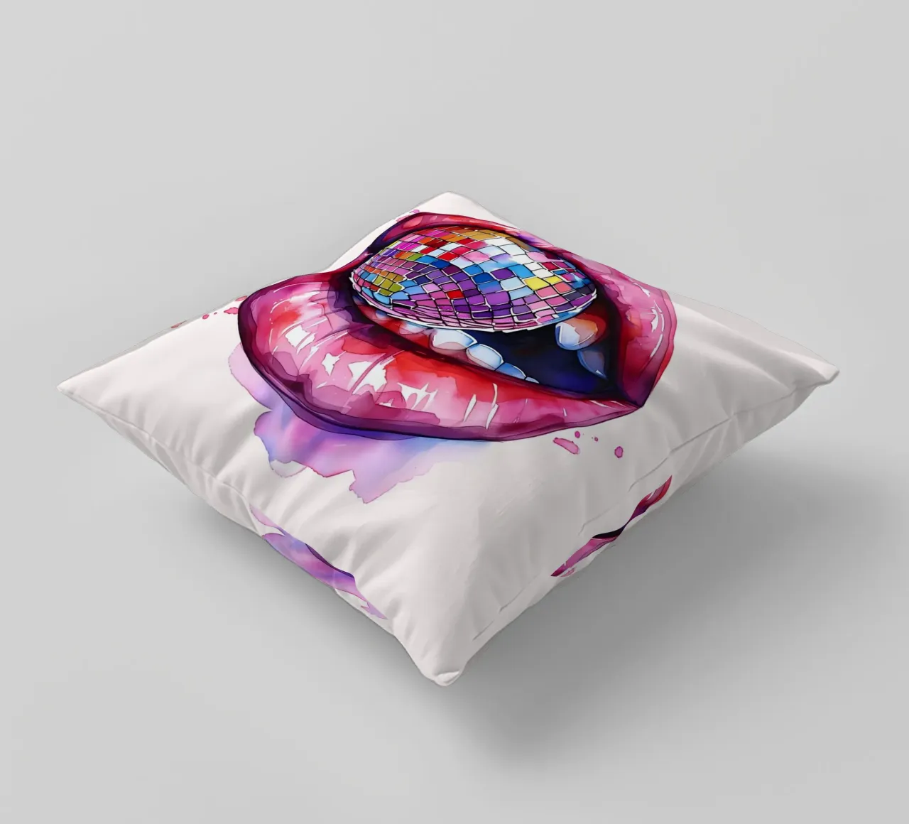 Disco Ball Lips Retro Colorful Pop Art Eclectic Print coussin de NorwesClub