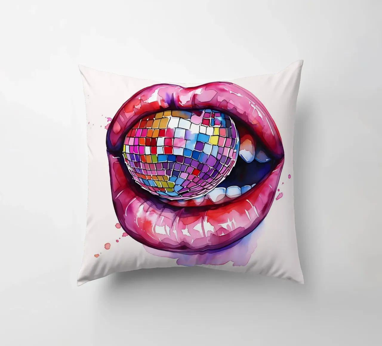 Disco Ball Lips Retro Colorful Pop Art Eclectic Print coussin de NorwesClub