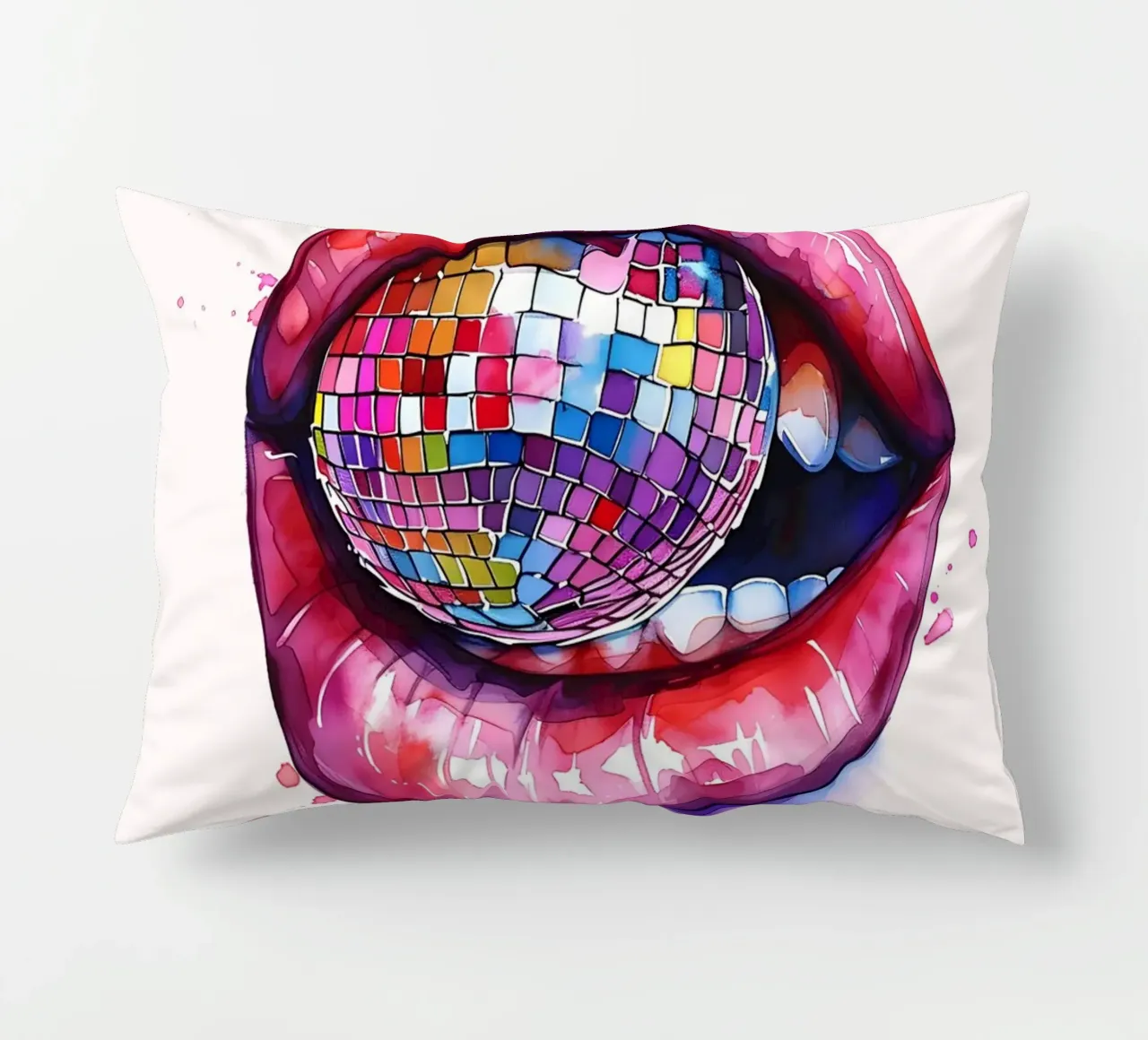 Disco Ball Lips Retro Colorful Pop Art Eclectic Print coussin de NorwesClub