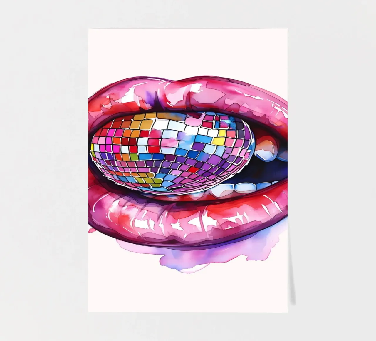 Disco Ball Lips Retro Colorful Pop Art Eclectic Print planche autocollant de NorwesClub