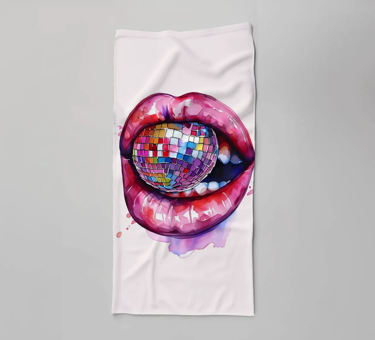 Disco Bal Lippen Retro Kleurrijke Pop Art Eclectische Print badhanddoek van NorwesClub