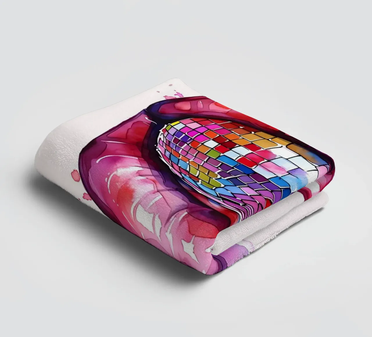 Disco Bal Lippen Retro Kleurrijke Pop Art Eclectische Print badhanddoek van NorwesClub