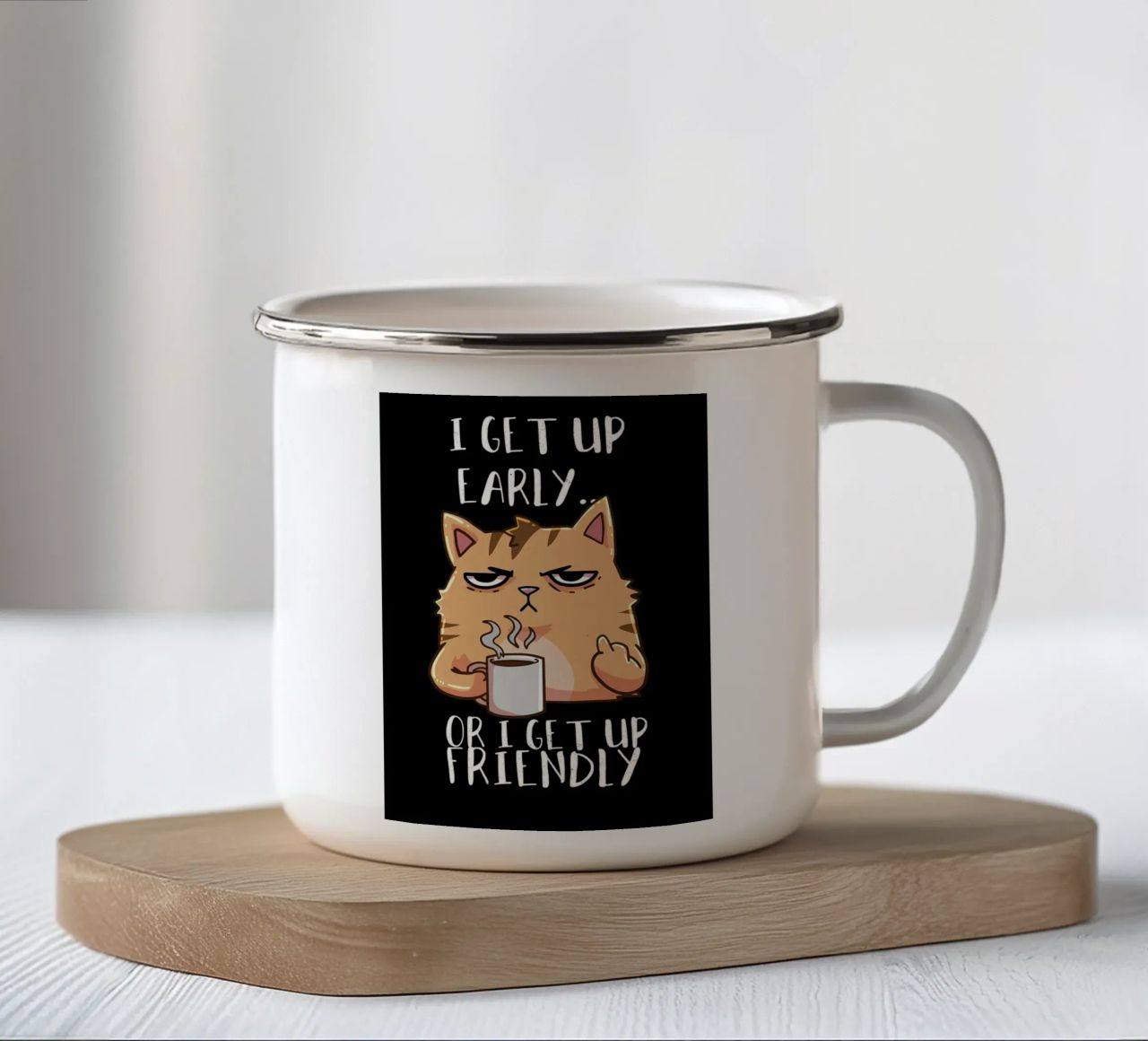 tazza per gatti testo vapore caffè tazza in smalto da Quinten Tibbetts-Minimalist
