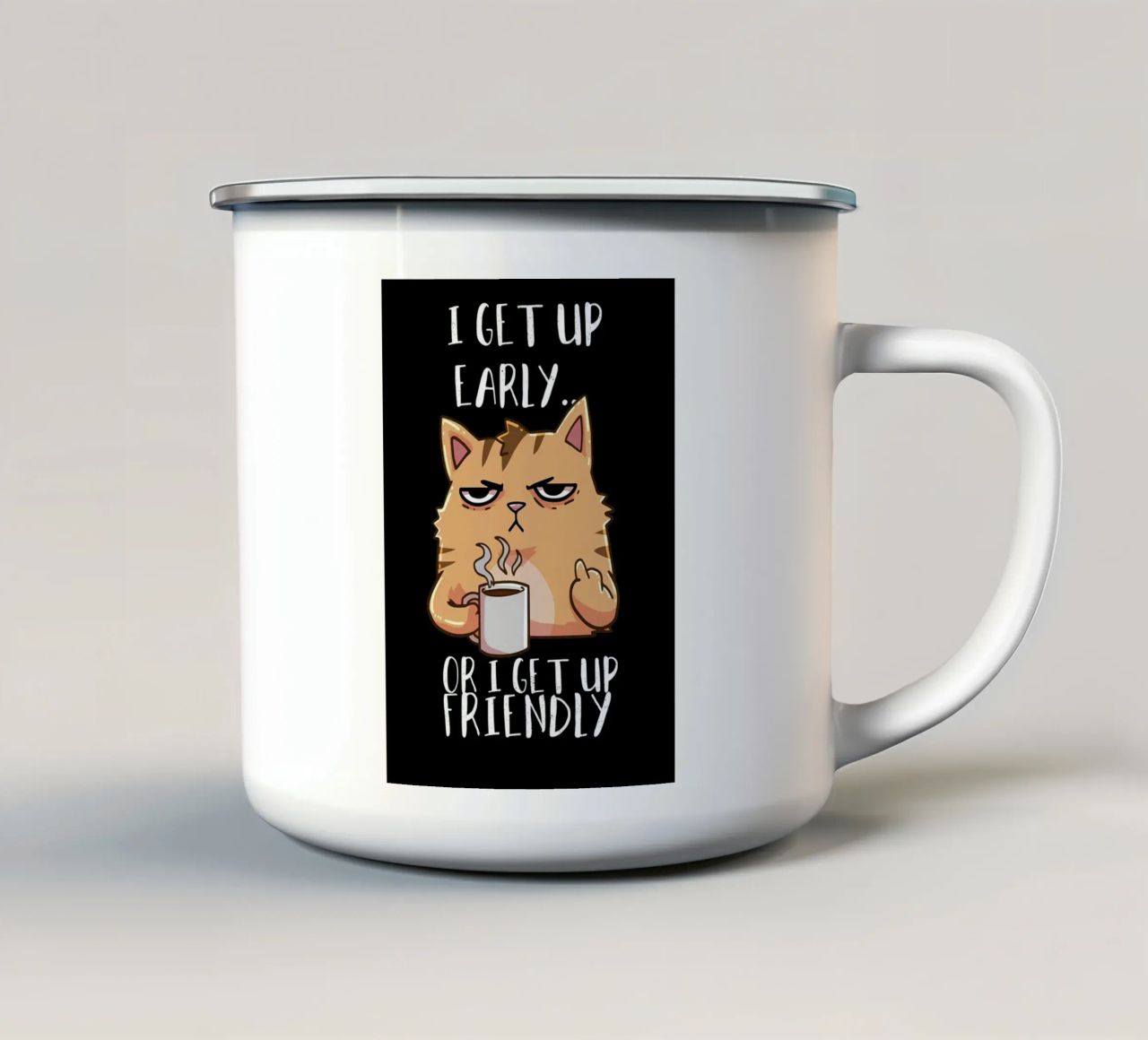 tazza per gatti testo vapore caffè tazza in smalto da Quinten Tibbetts-Minimalist