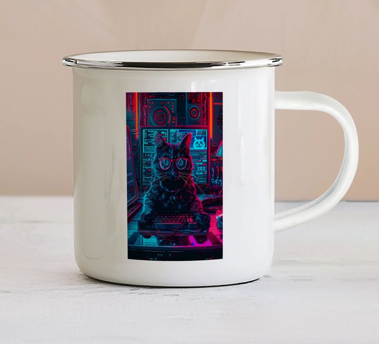 occhiali per la tastiera del computer del gatto tazza in smalto da Quinten Tibbetts-Minimalist