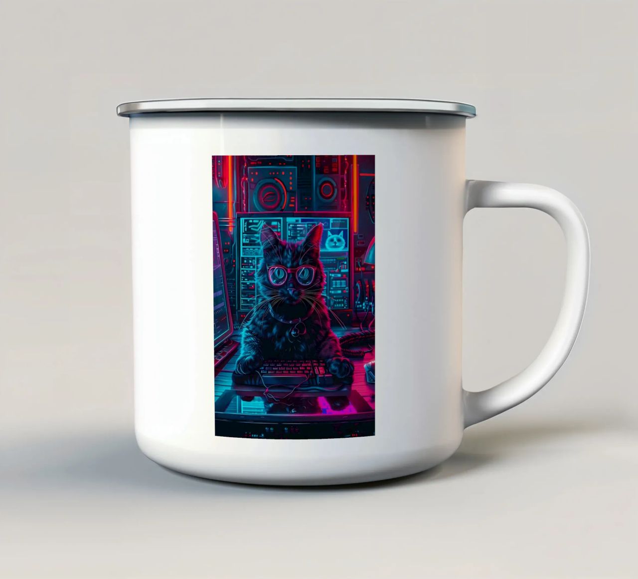 occhiali per la tastiera del computer del gatto tazza in smalto da Quinten Tibbetts-Minimalist
