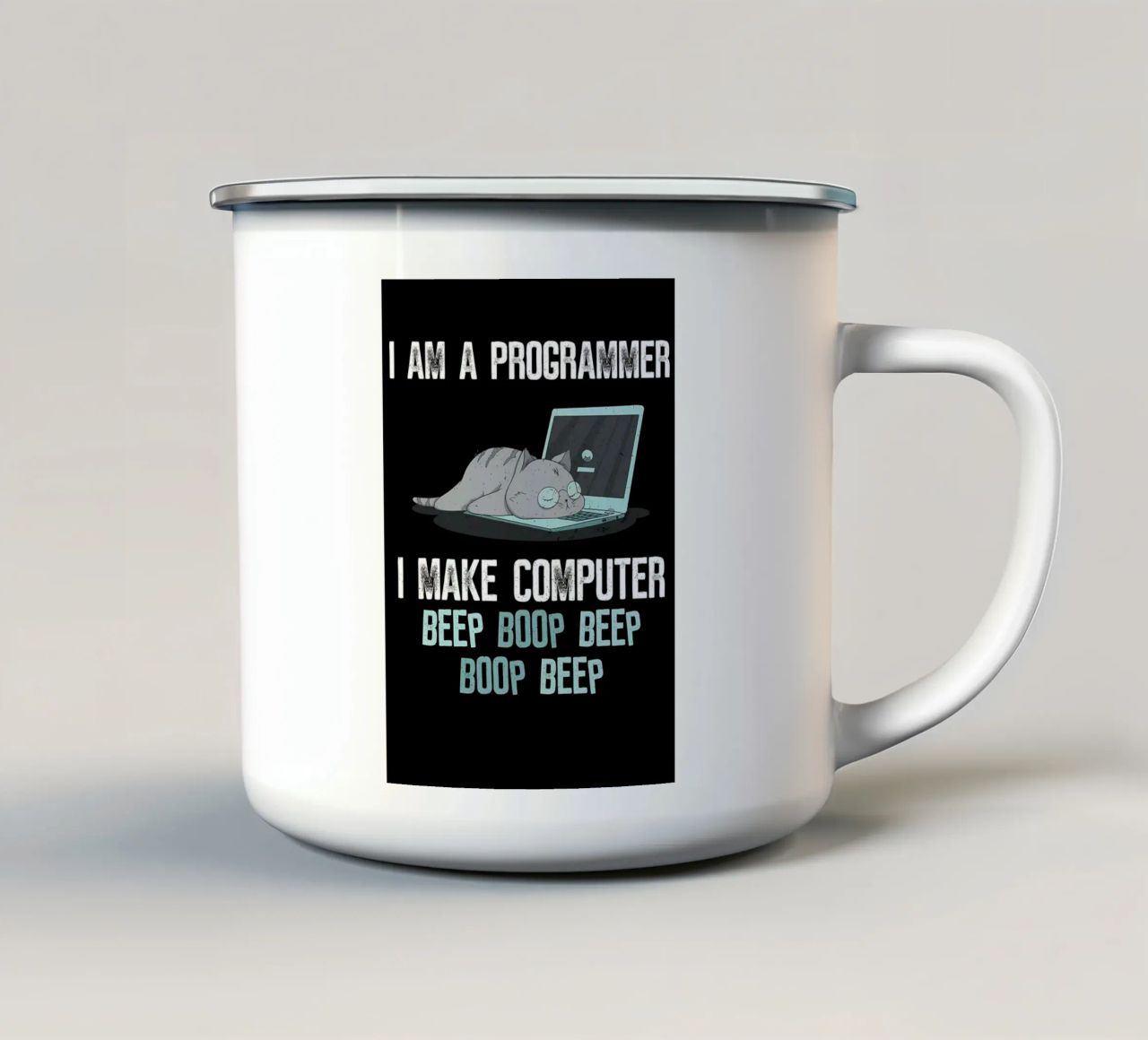 programmatore di occhiali per computer portatili tazza in smalto da Quinten Tibbetts-Minimalist