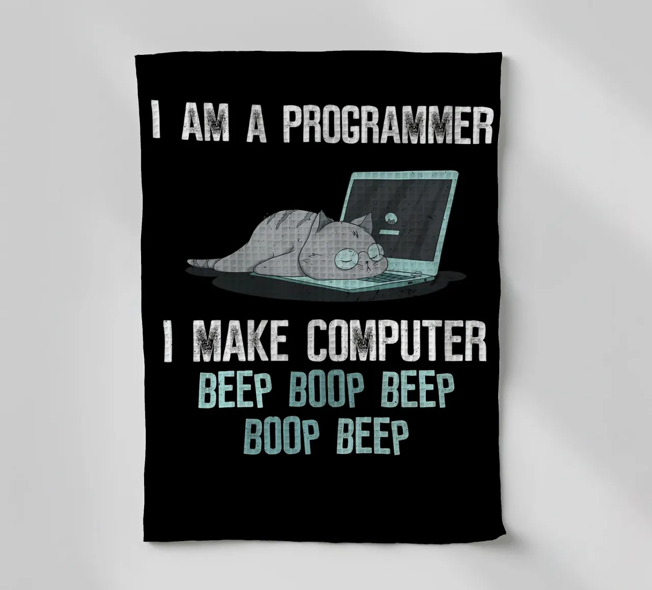cat laptop glasses programmer torchon de Quinten Tibbetts-Minimalist