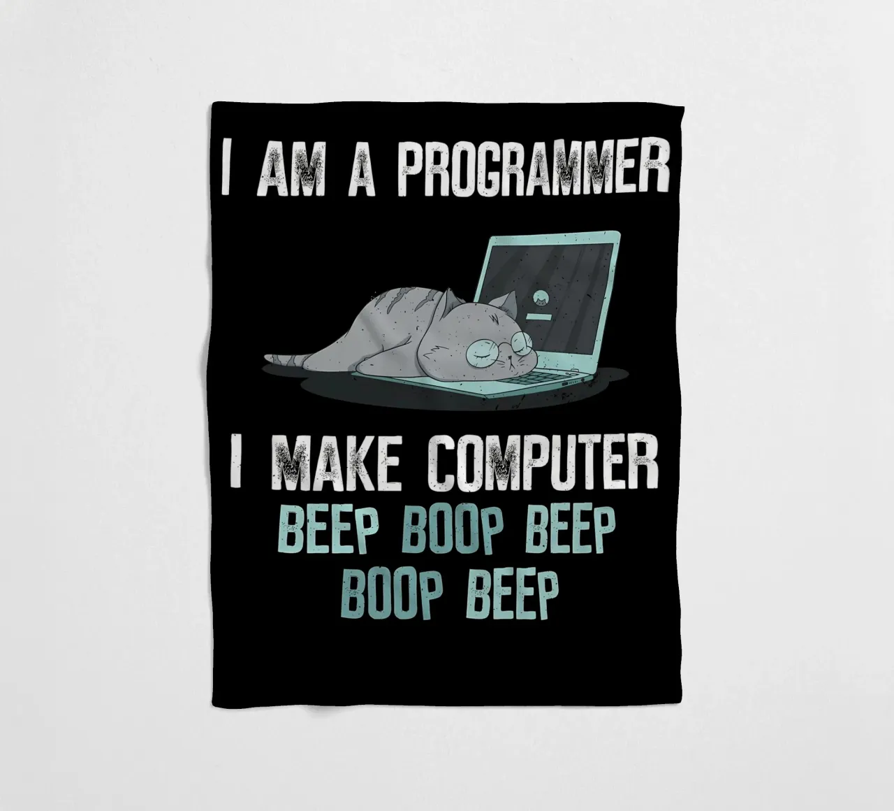 cat laptop glasses programmer plaid polaire de Quinten Tibbetts-Minimalist