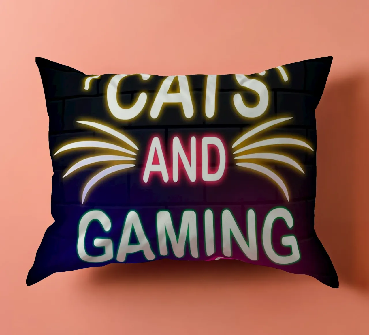 controller di gioco per gatti al neon cuscino da Quinten Tibbetts-Minimalist