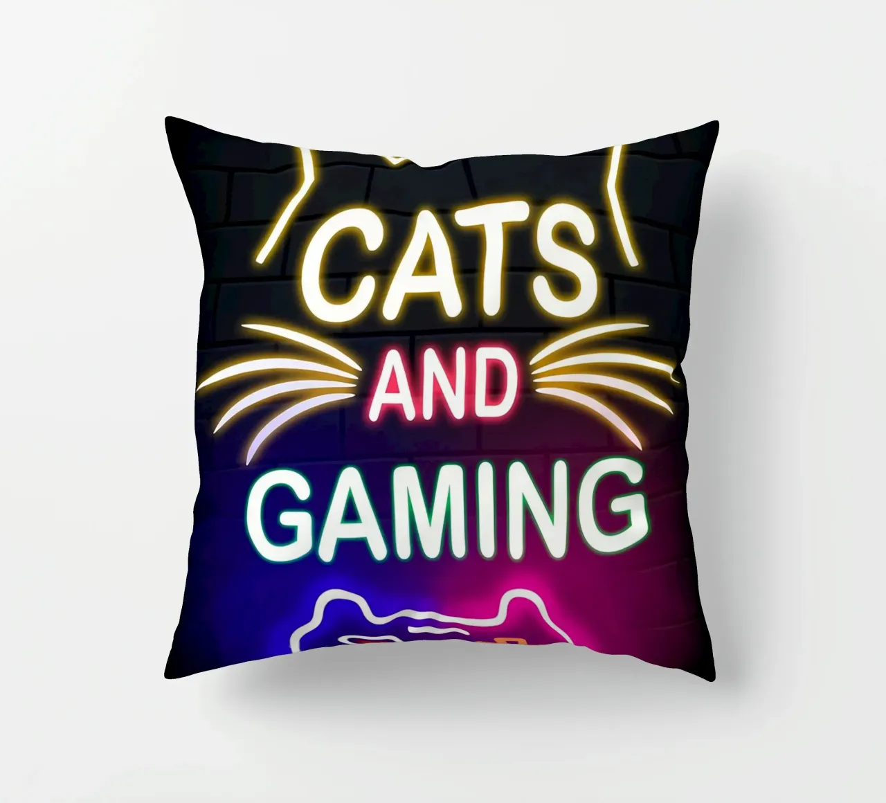 controller di gioco per gatti al neon cuscino da Quinten Tibbetts-Minimalist