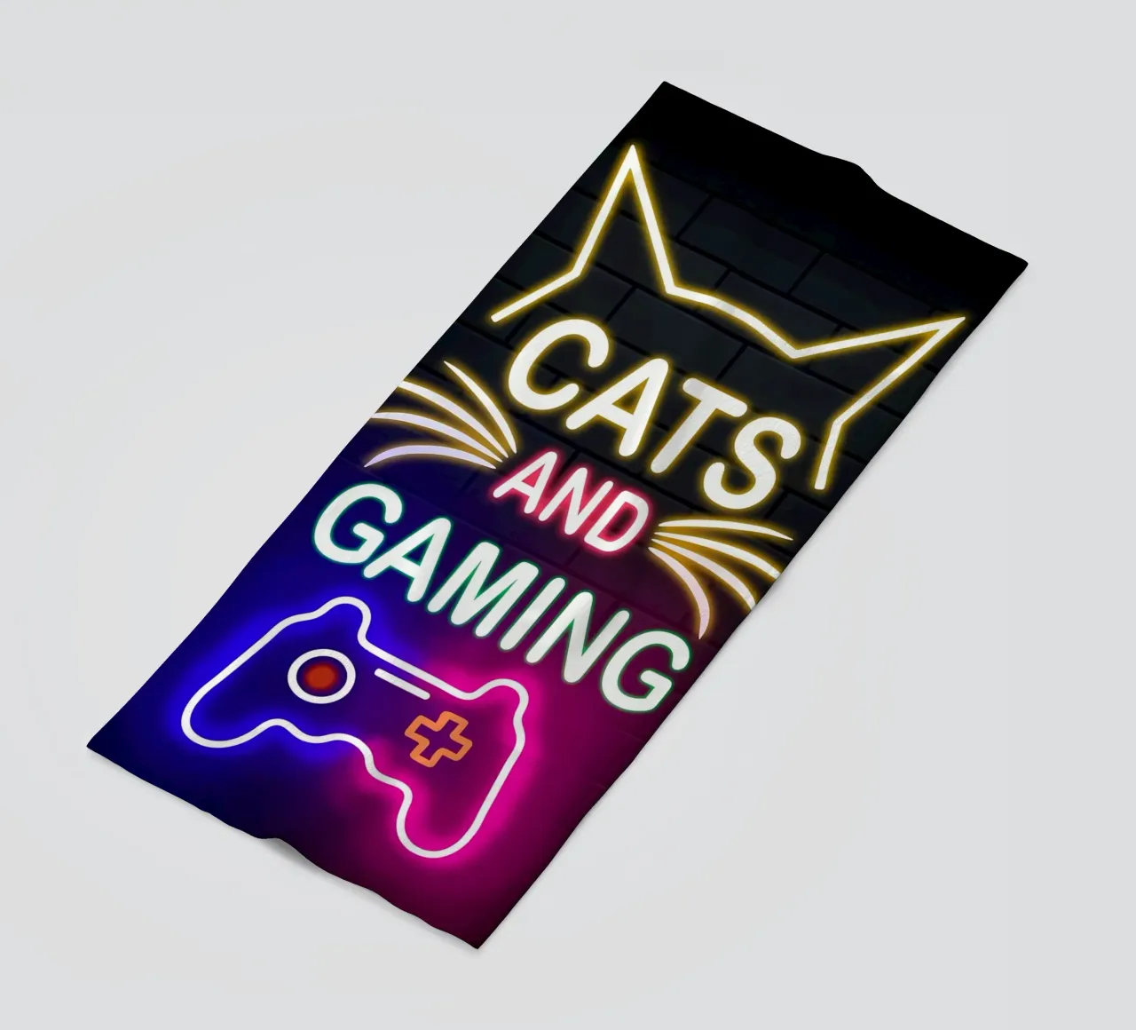 controller di gioco per gatti al neon telo mare da Quinten Tibbetts-Minimalist