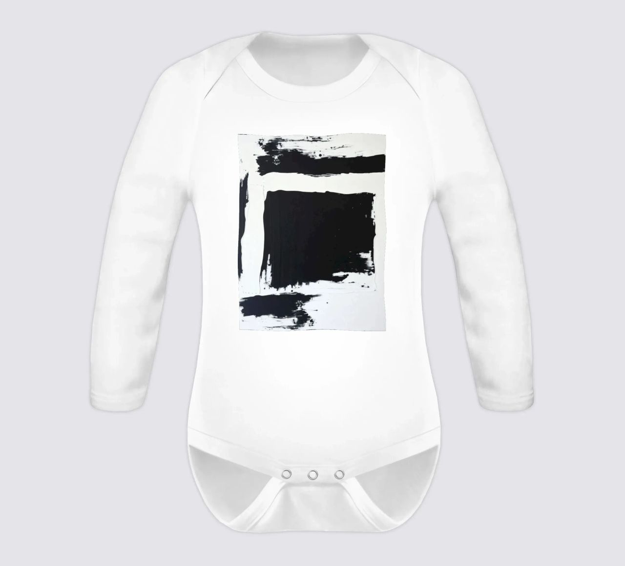 Abstraktes Schwarz-Weiß-Kunstwerk mit kräftigem Pinselstrich Langarm Babybody von DesignDoodle