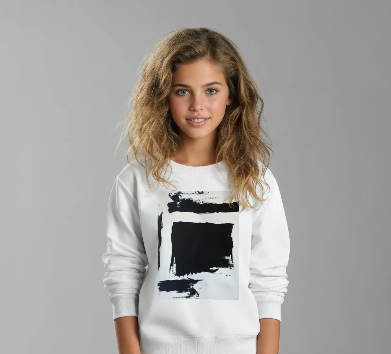 Opera d'arte astratta in bianco e nero con pennellate decise felpa bambino da DesignDoodle