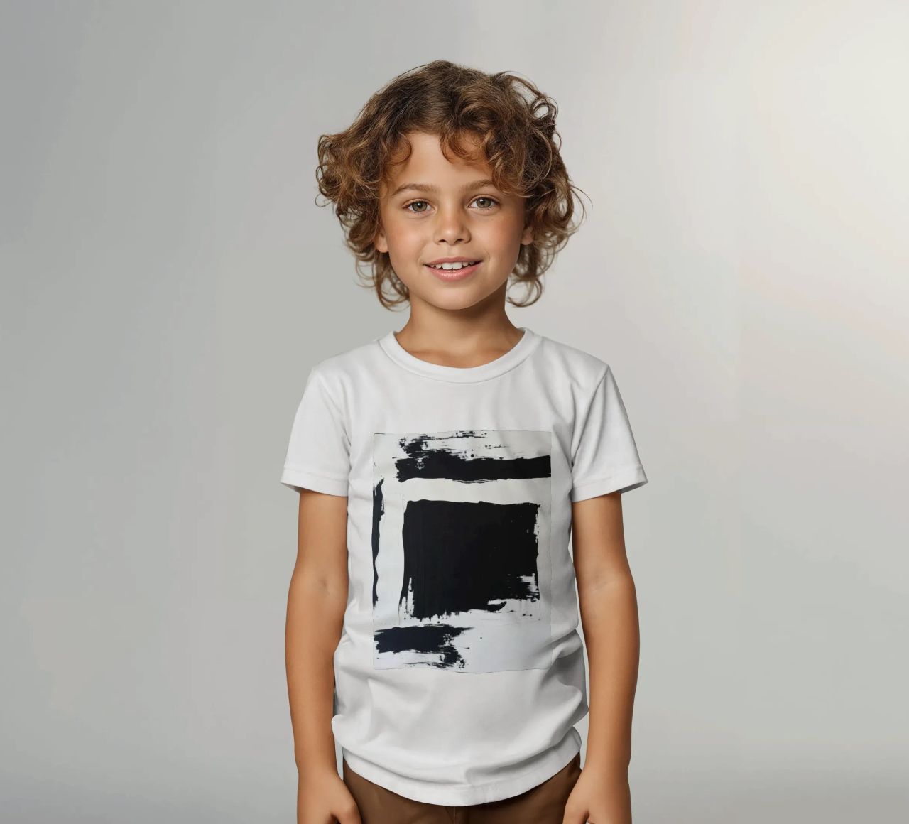 Abstraktes Schwarz-Weiß-Kunstwerk mit kräftigem Pinselstrich Kinder T-Shirt von DesignDoodle