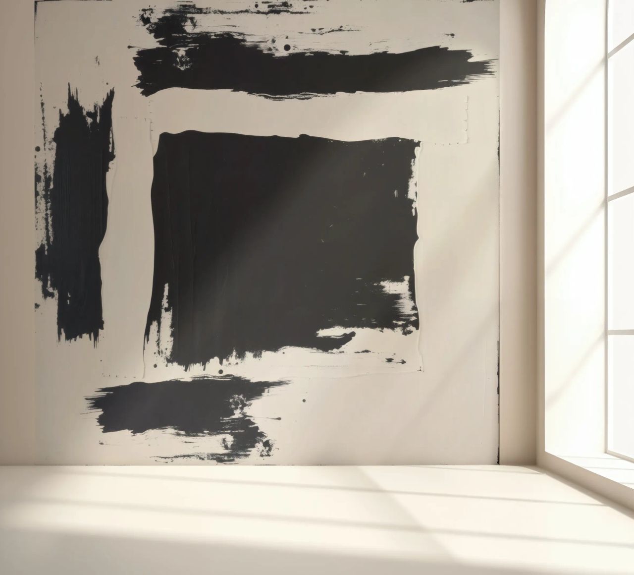 Abstraktes Schwarz-Weiß-Kunstwerk mit kräftigem Pinselstrich Fototapete von DesignDoodle