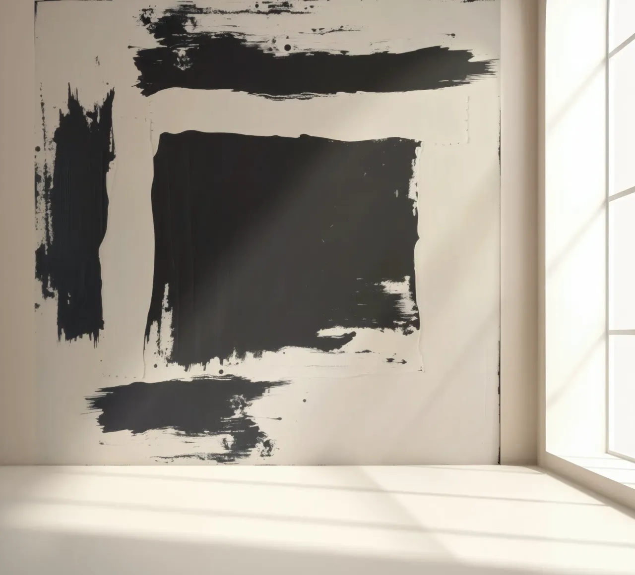 Opera d'arte astratta in bianco e nero con pennellate decise carta da parati fotografica da DesignDoodle