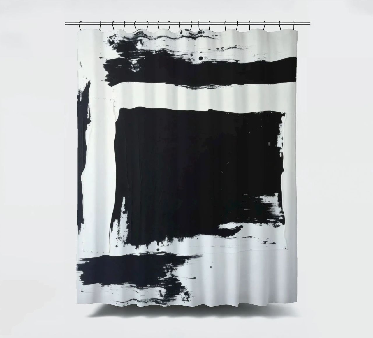Abstraktes Schwarz-Weiß-Kunstwerk mit kräftigem Pinselstrich Duschvorhang von DesignDoodle
