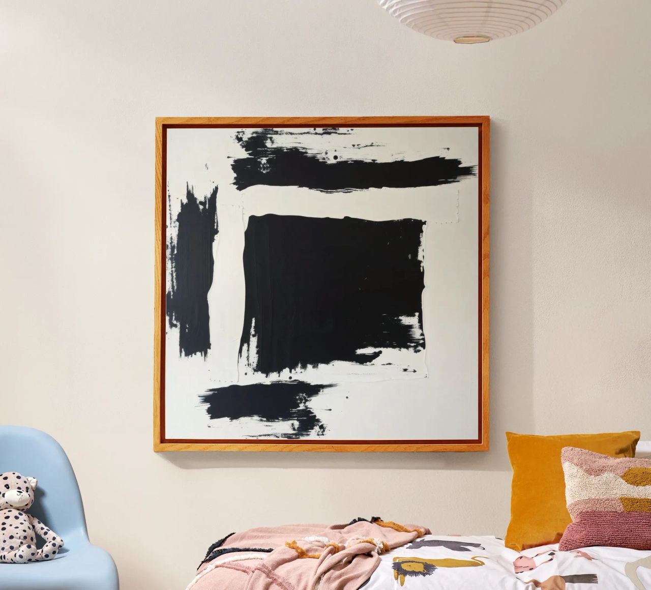 Abstraktes Schwarz-Weiß-Kunstwerk mit kräftigem Pinselstrich Acryl-Glas von DesignDoodle