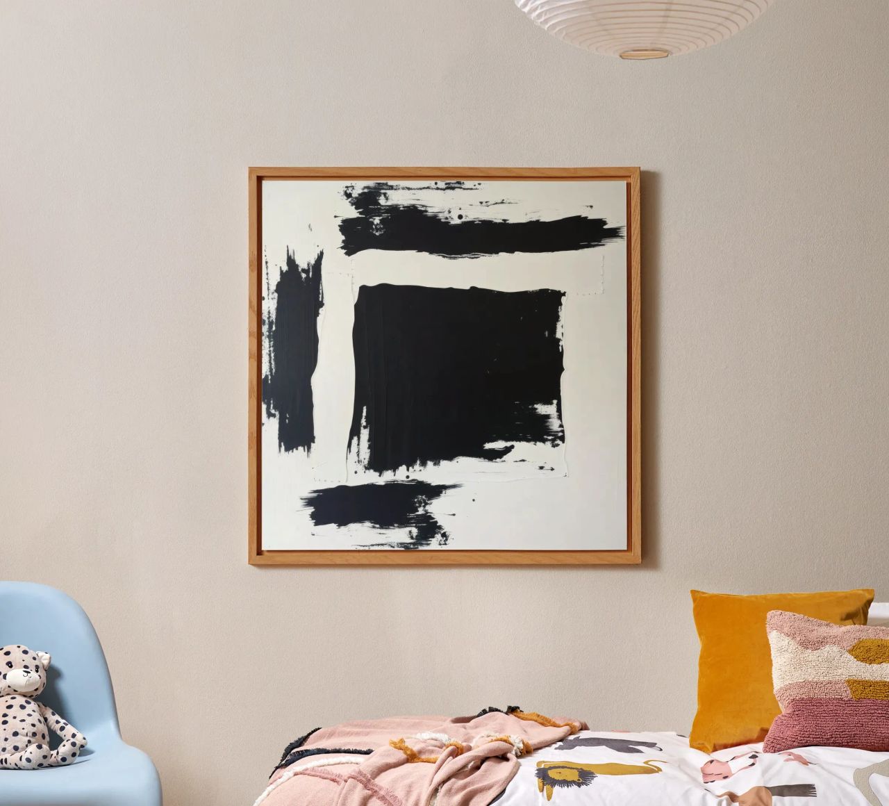 Abstraktes Schwarz-Weiß-Kunstwerk mit kräftigem Pinselstrich Alu-Dibond von DesignDoodle