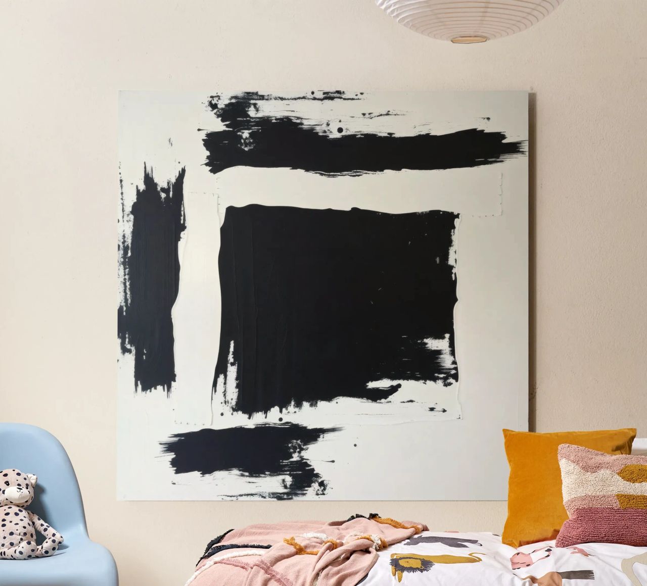 Abstraktes Schwarz-Weiß-Kunstwerk mit kräftigem Pinselstrich Alu-Dibond von DesignDoodle