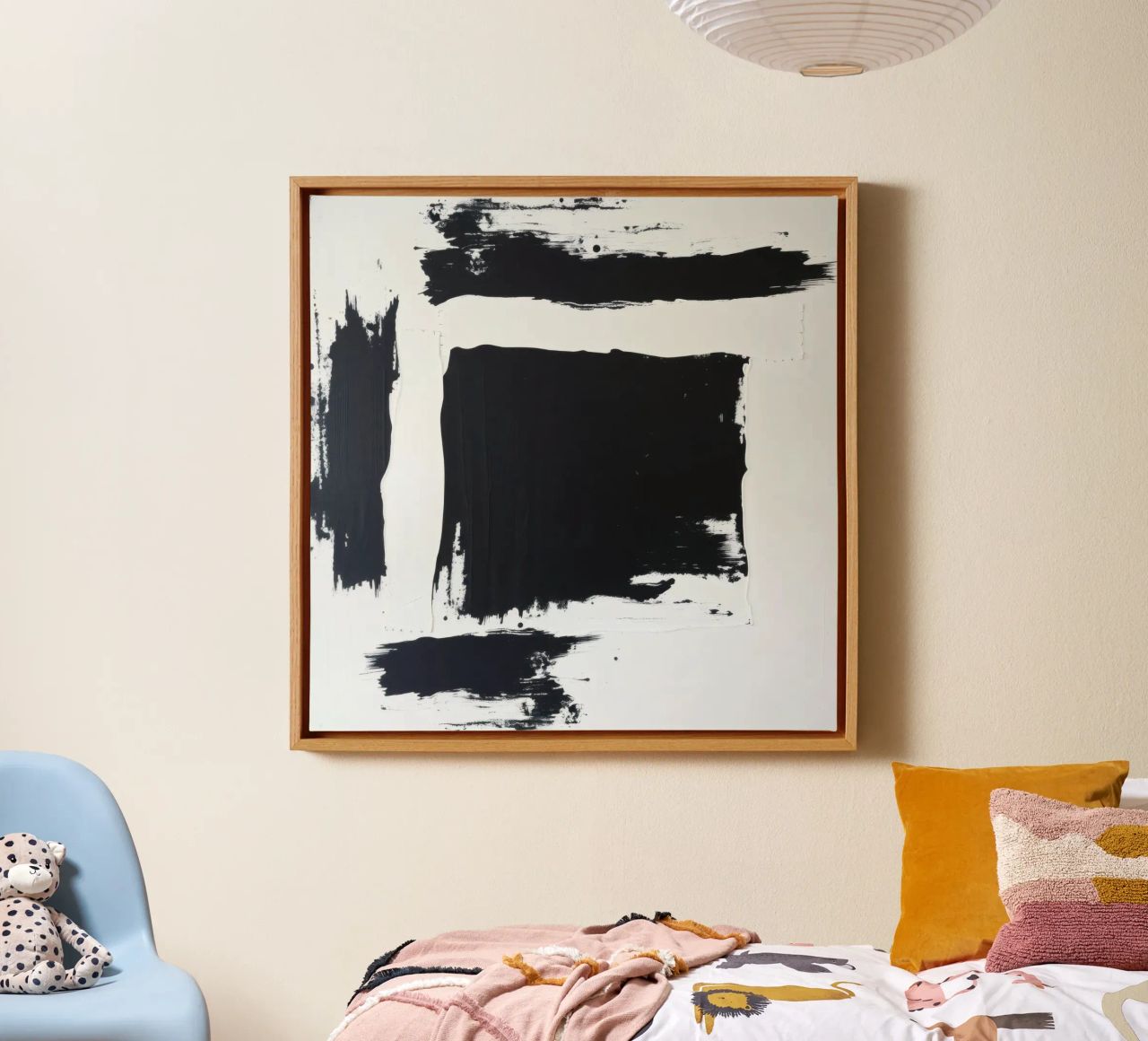 Abstraktes Schwarz-Weiß-Kunstwerk mit kräftigem Pinselstrich Leinwand von DesignDoodle