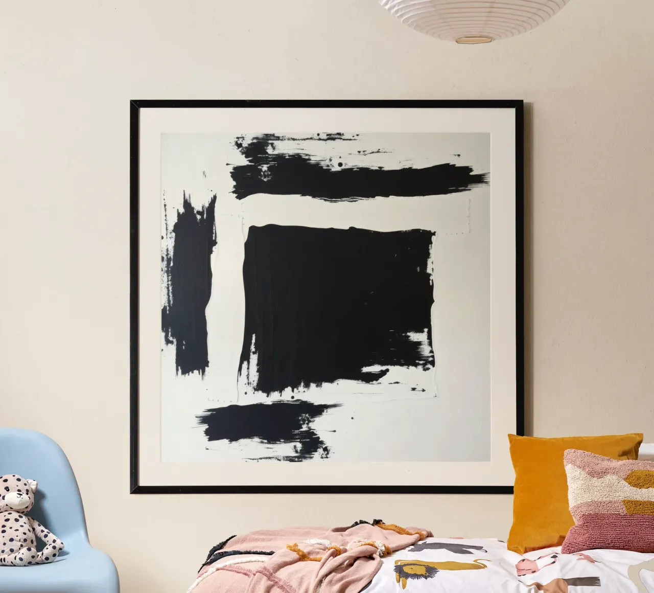 Abstract black and white artwork featuring bold brush stroke hahnemühle by DesignDoodle