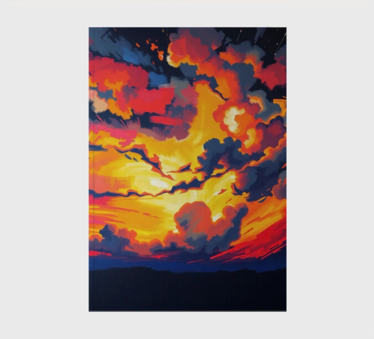 Vivid sunset landscape with dramatic clouds illuminating notebook by DesignDoodle