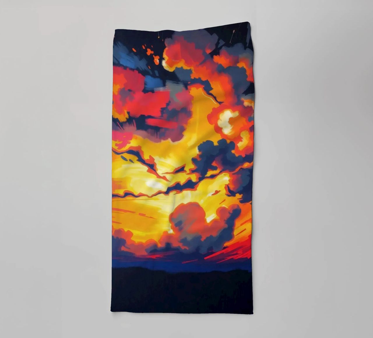 Vivid sunset landscape with dramatic clouds illuminating towel by DesignDoodle