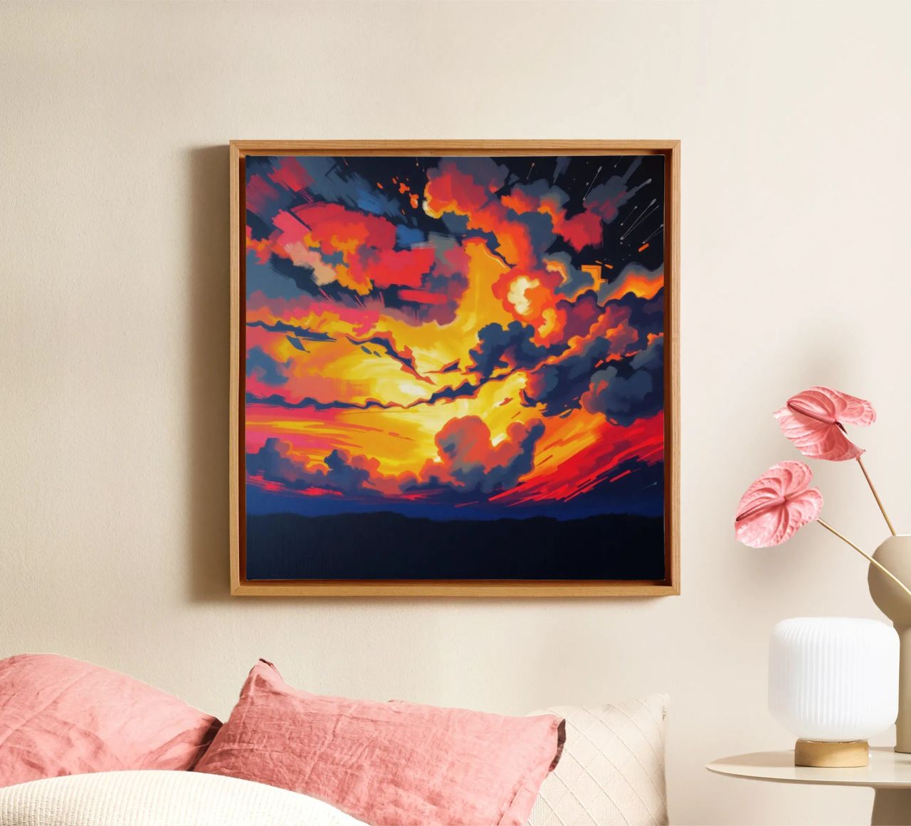 Vivid sunset landscape with dramatic clouds illuminating canvas by DesignDoodle