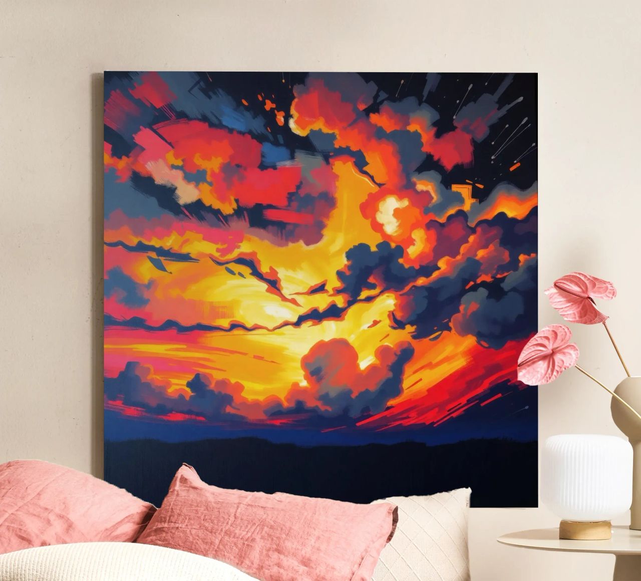 Vivid sunset landscape with dramatic clouds illuminating canvas by DesignDoodle