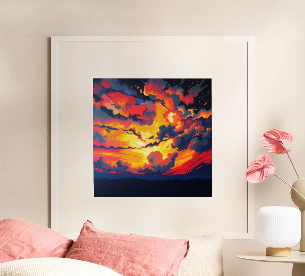 Vivid sunset landscape with dramatic clouds illuminating poster by DesignDoodle