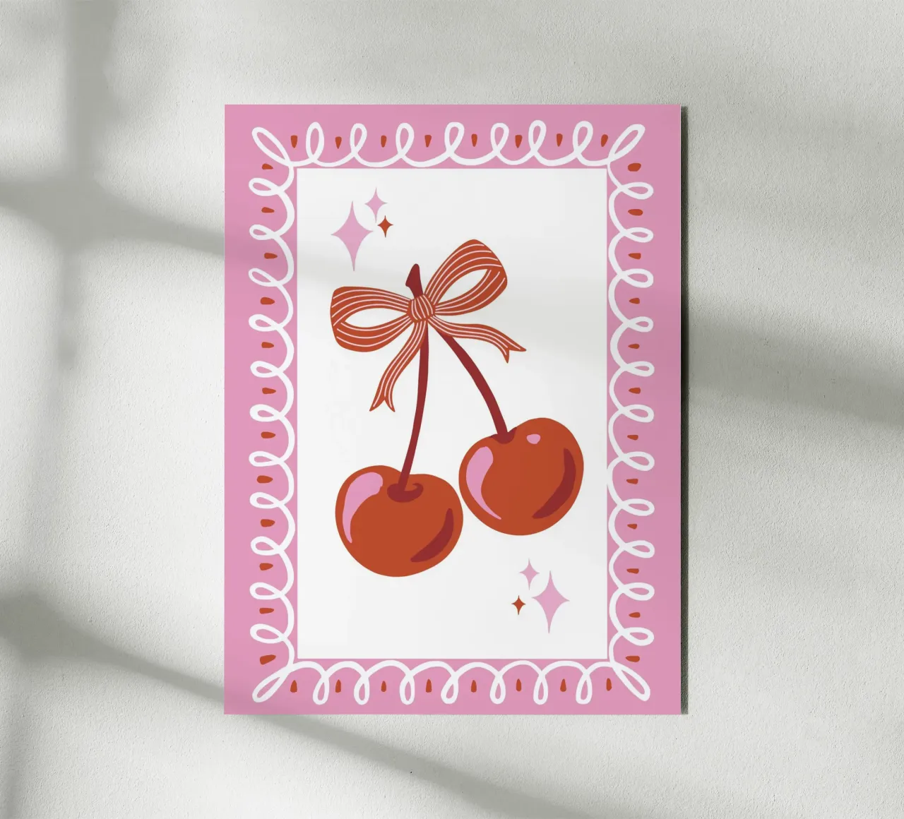 Coquette cherries with decorative border alluminio dibond da Vivdesign