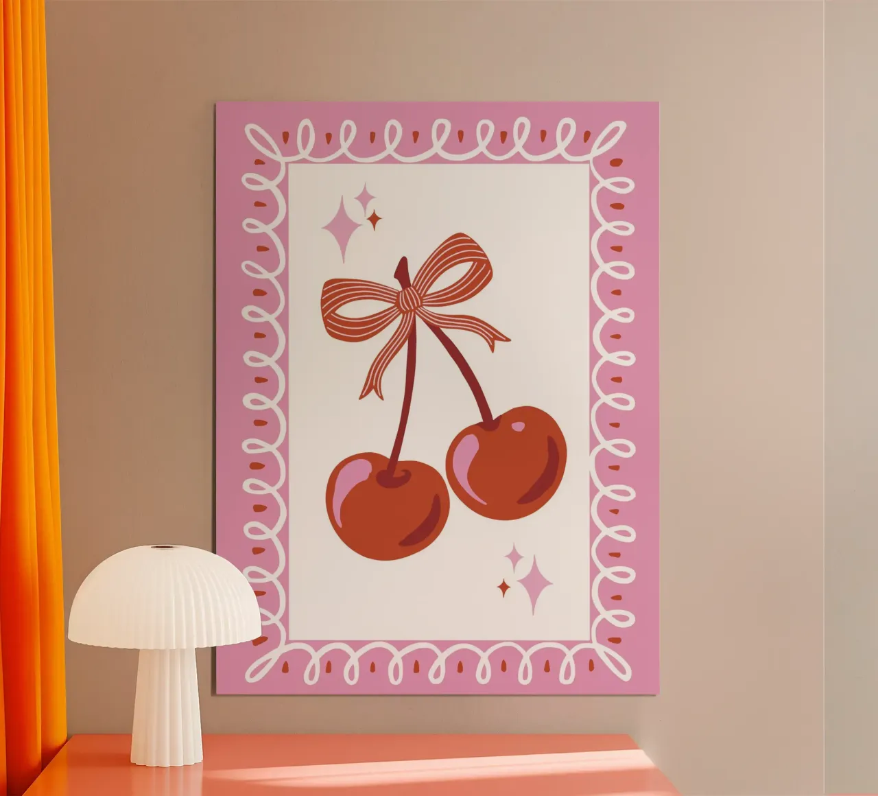 Coquette cherries with decorative border carta hahnemühle da Vivdesign