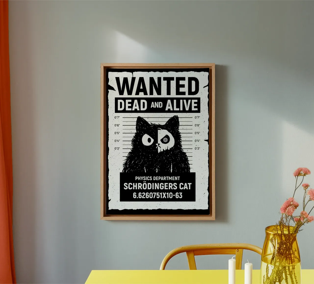 ricercato poster gatto nero gatto mezzo scheletro tela con Cornice a cassetta da Paul Vasquez
