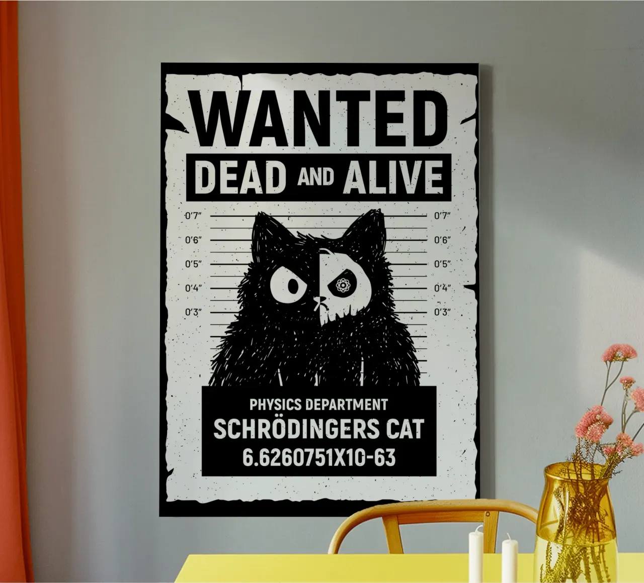 ricercato poster gatto nero gatto mezzo scheletro tela con Cornice a cassetta da Paul Vasquez