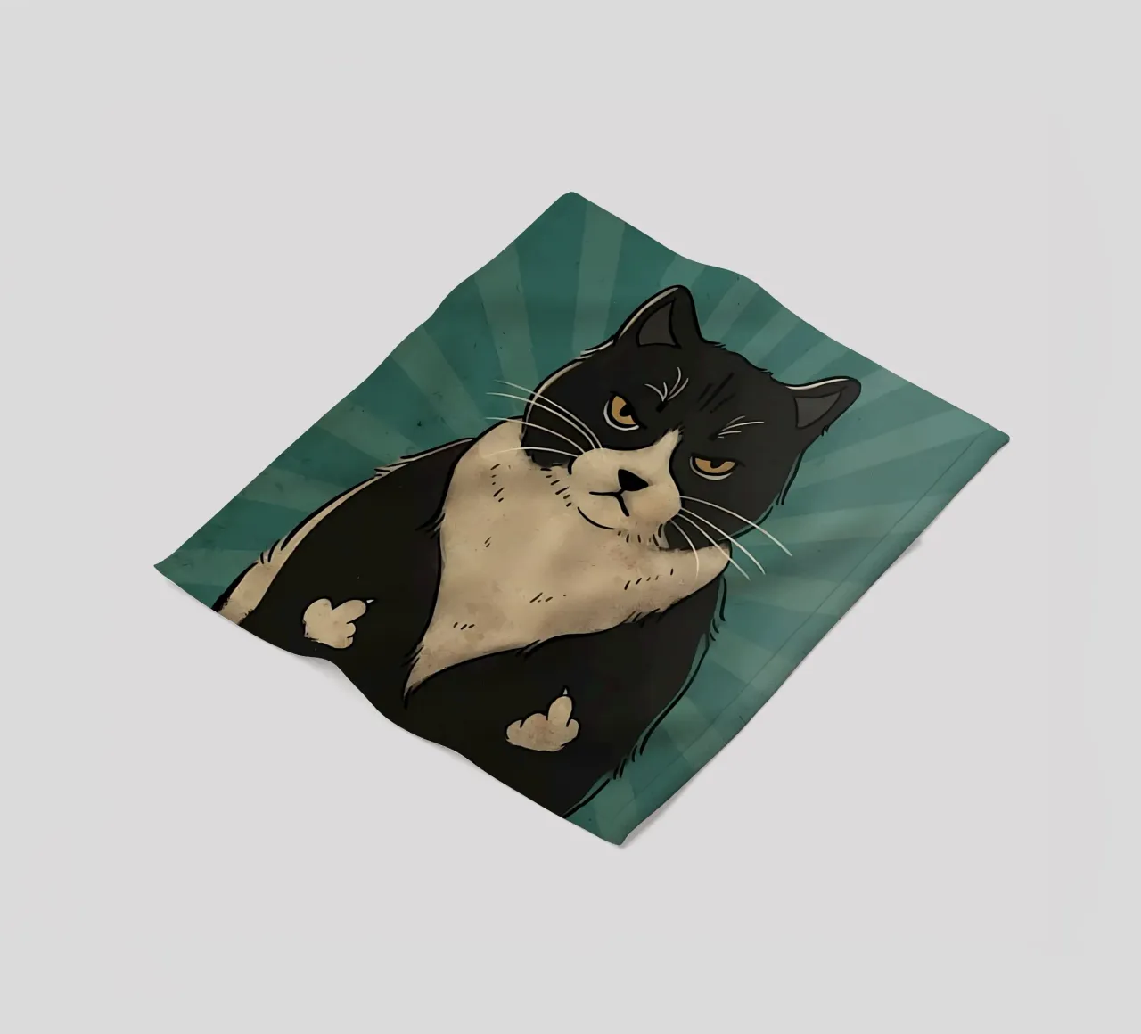 cat tuxedo cat grumpy expression black fur fleece blanket by Paul Vasquez