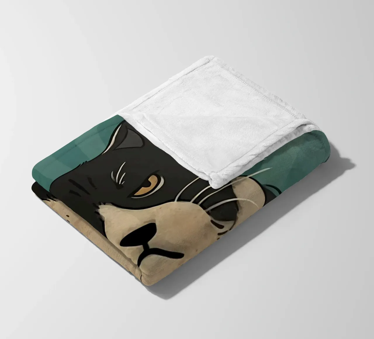 cat tuxedo cat grumpy expression black fur fleece blanket by Paul Vasquez