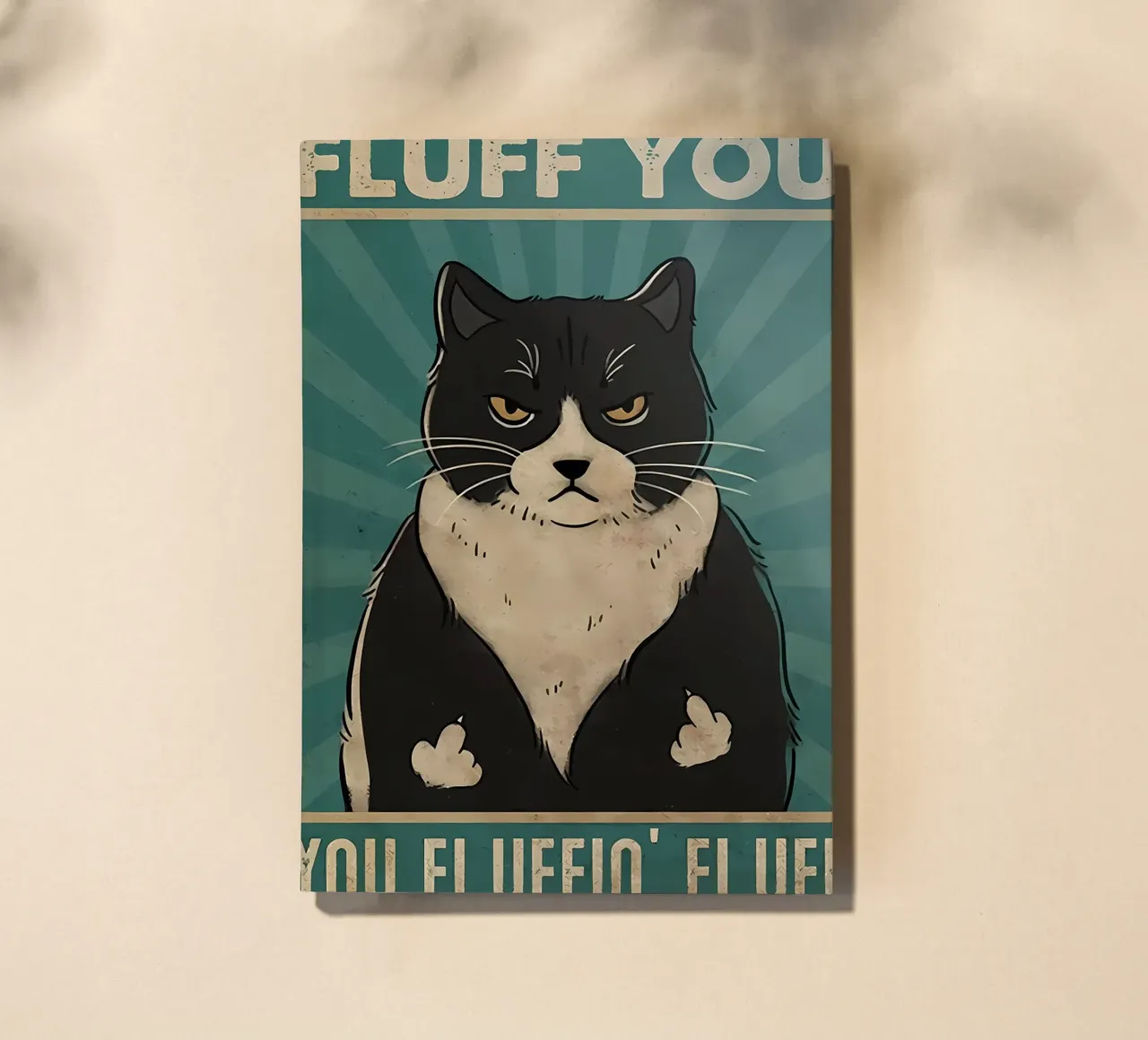 Katze Smoking Katze mürrisch Ausdruck schwarzes Fell Notizbuch von Paul Vasquez