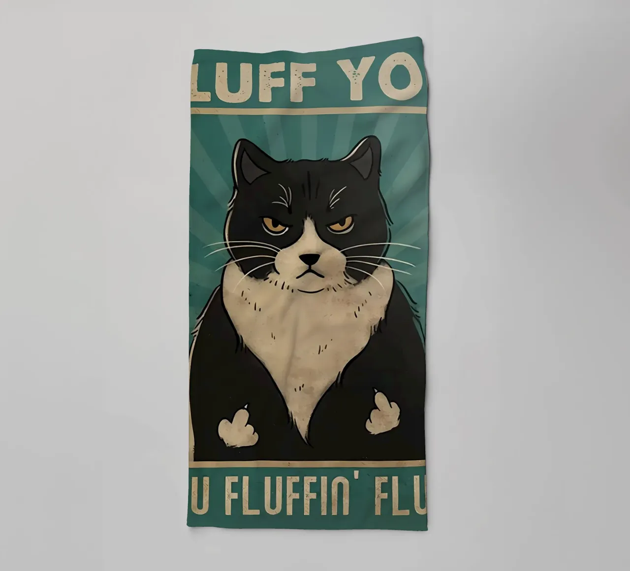 gatto smoking gatto espressione scontrosa pelo nero asciugamano da bagno da Paul Vasquez