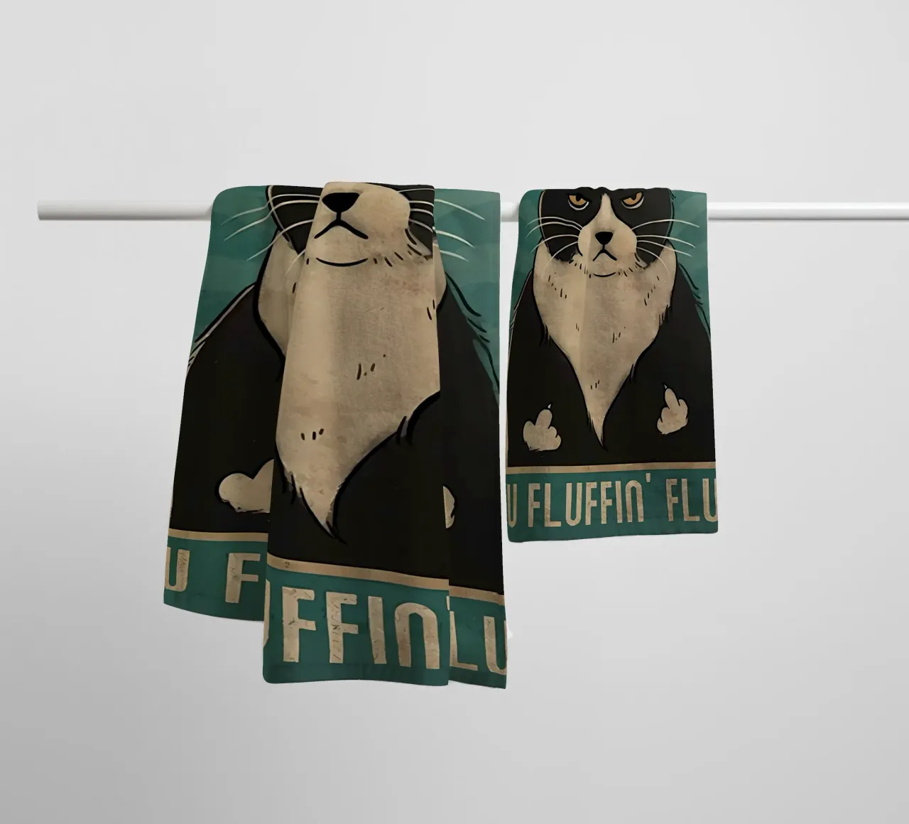 gatto smoking gatto espressione scontrosa pelo nero asciugamano da bagno da Paul Vasquez