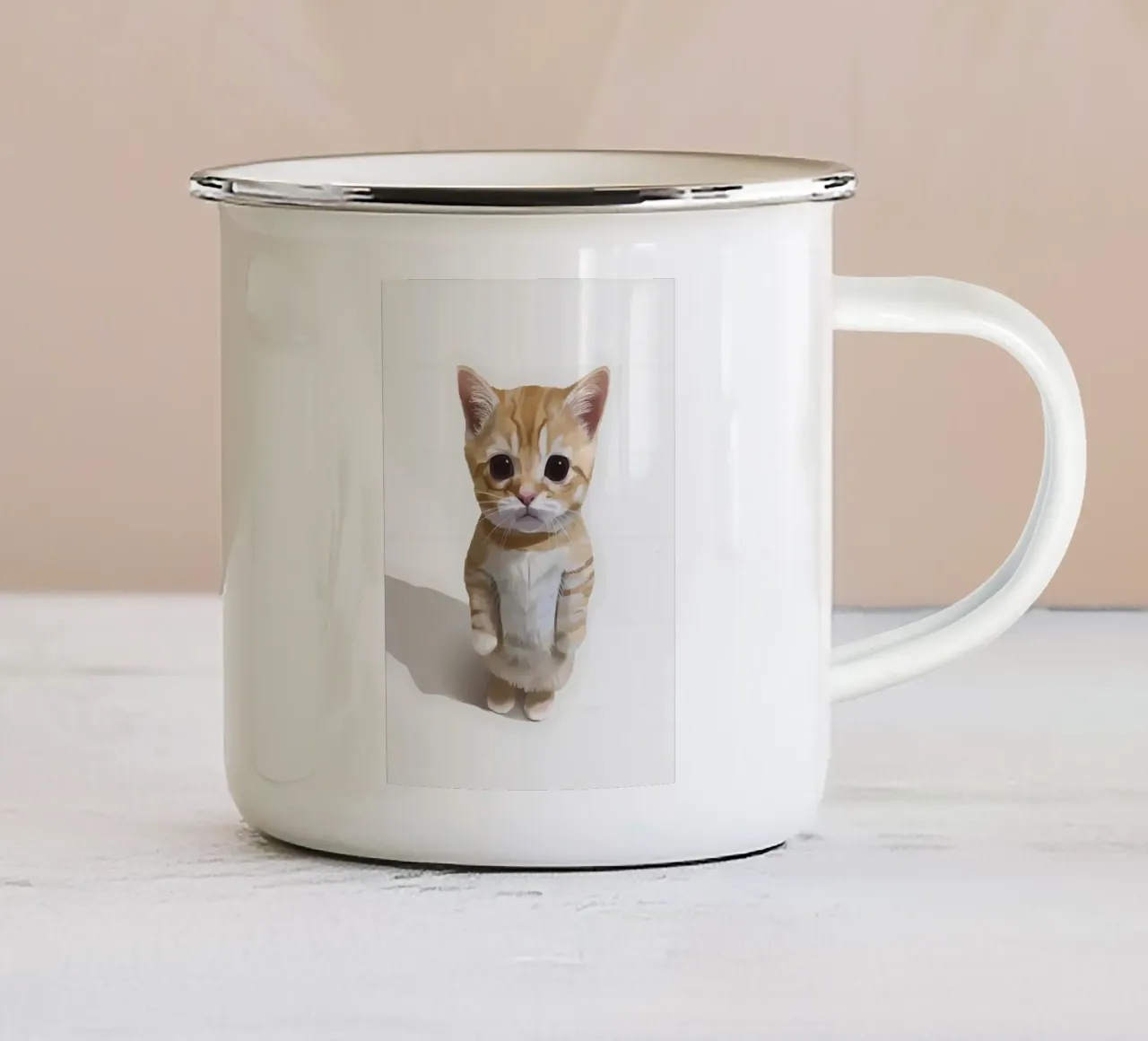 gatto gattino in piedi animale domestico tazza in smalto da Paul Vasquez