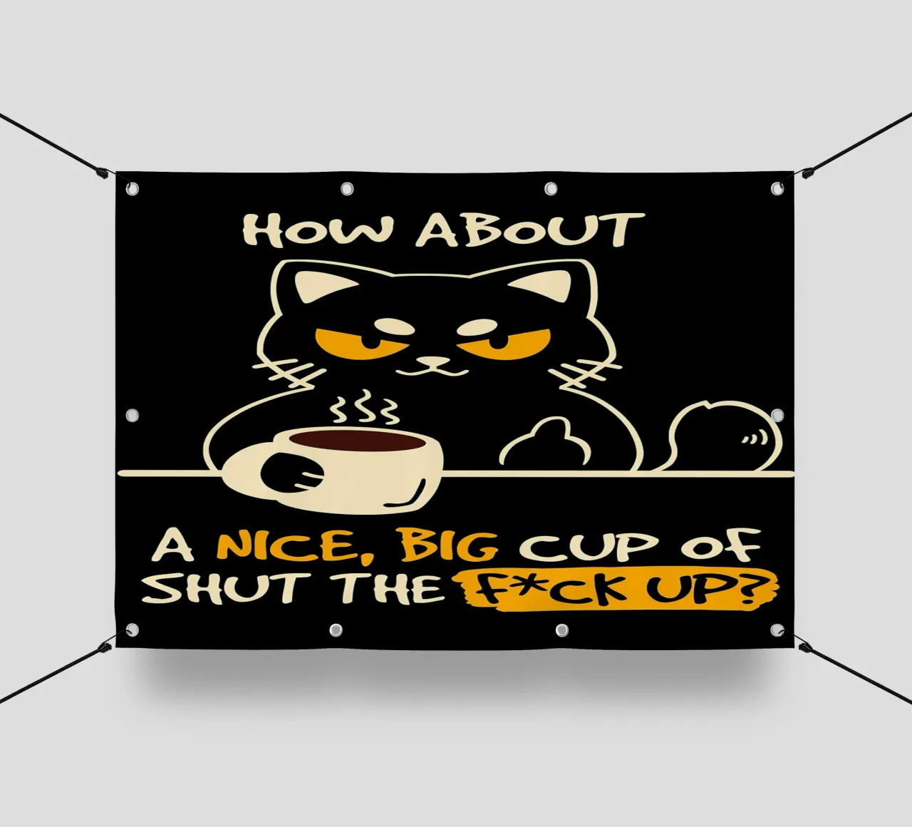 gatto tazza di caffè citazione occhi arrabbiati telo in pvc da Paul Vasquez